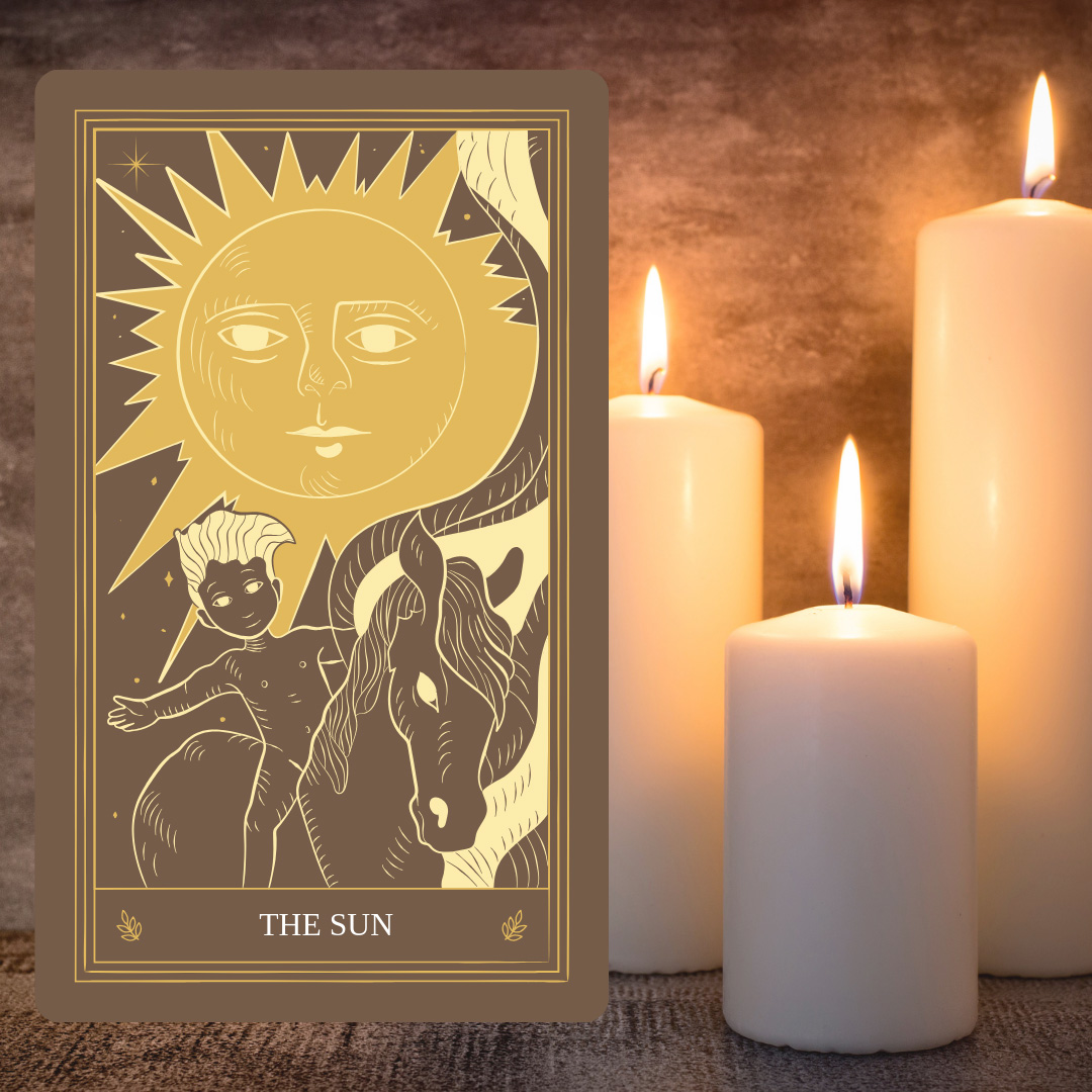 Tarot card with candles image of tarot card with candles
